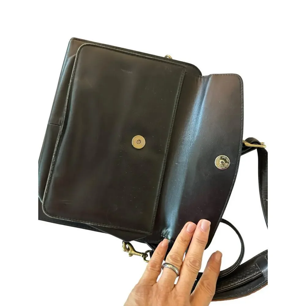 Vintage Franklin Covey Black Quest Leather Crossbody Strap Planner Bag